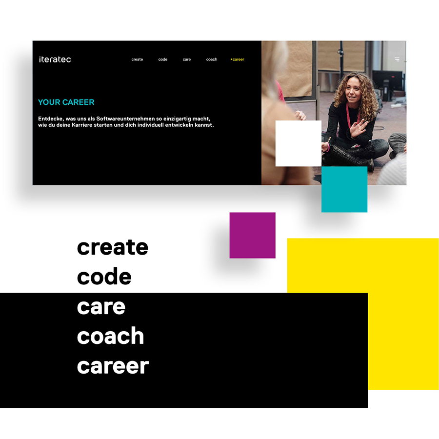 itertaec Website Relaunch - Leistungsbereiche: create, code, care, coach