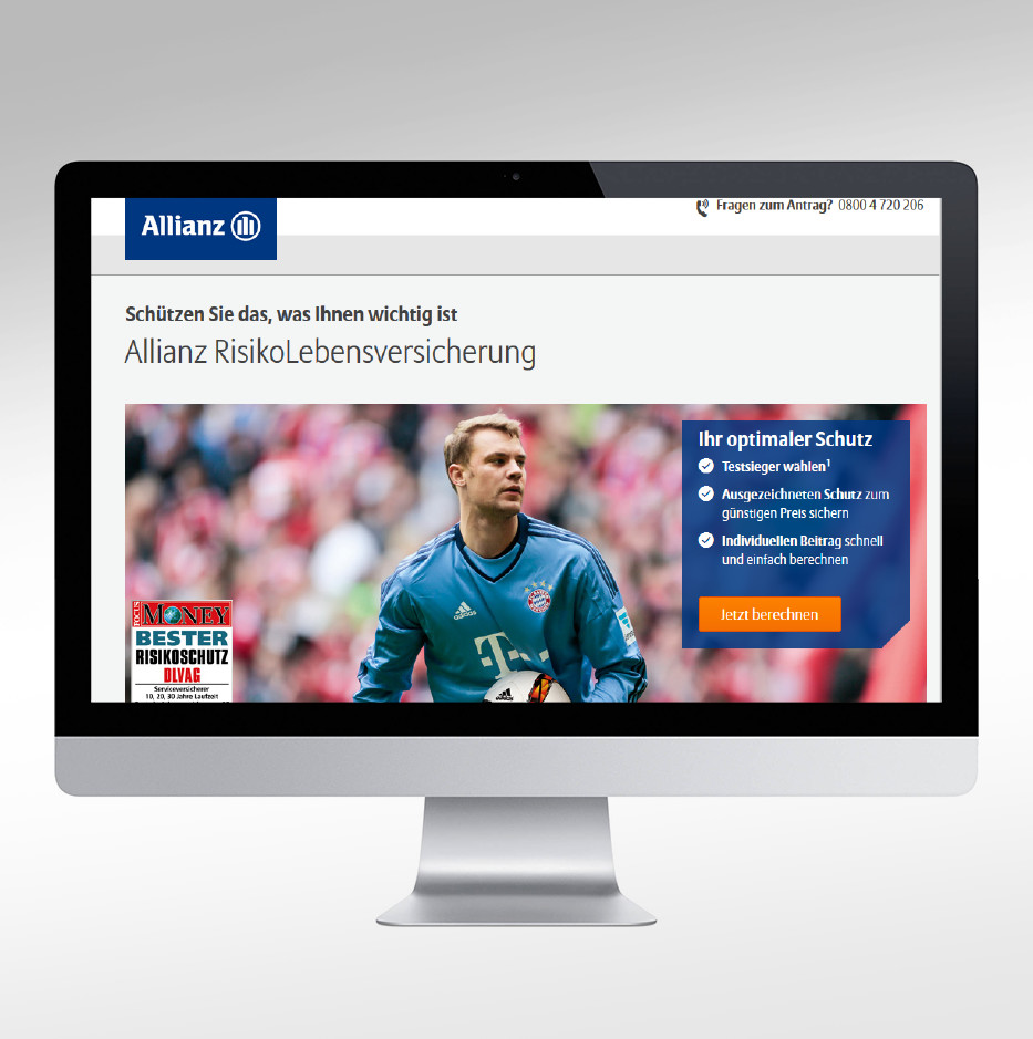 Allianz Direktmarketing: Landingpage Kreativ-Mailing Manuel Neuer