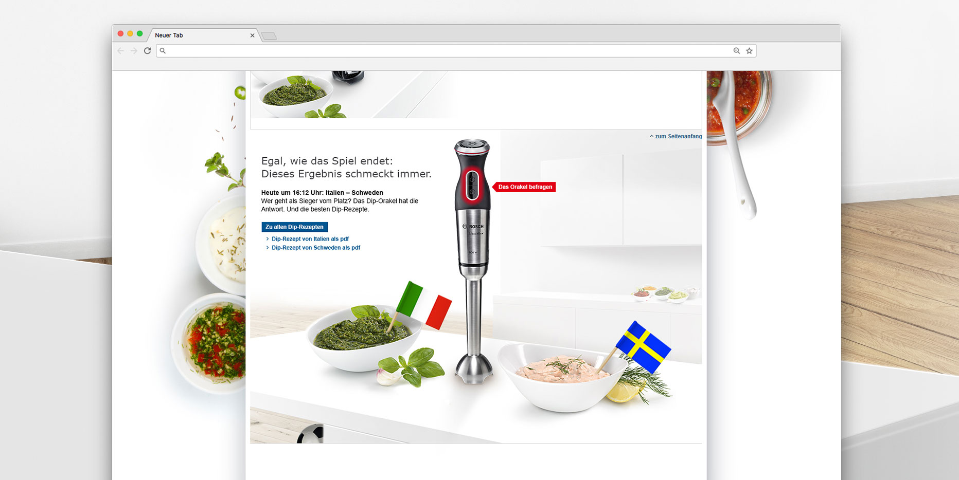 Bosch Webspecials: Mit dem Dip-Orakel zum passenden Dip zur Partie