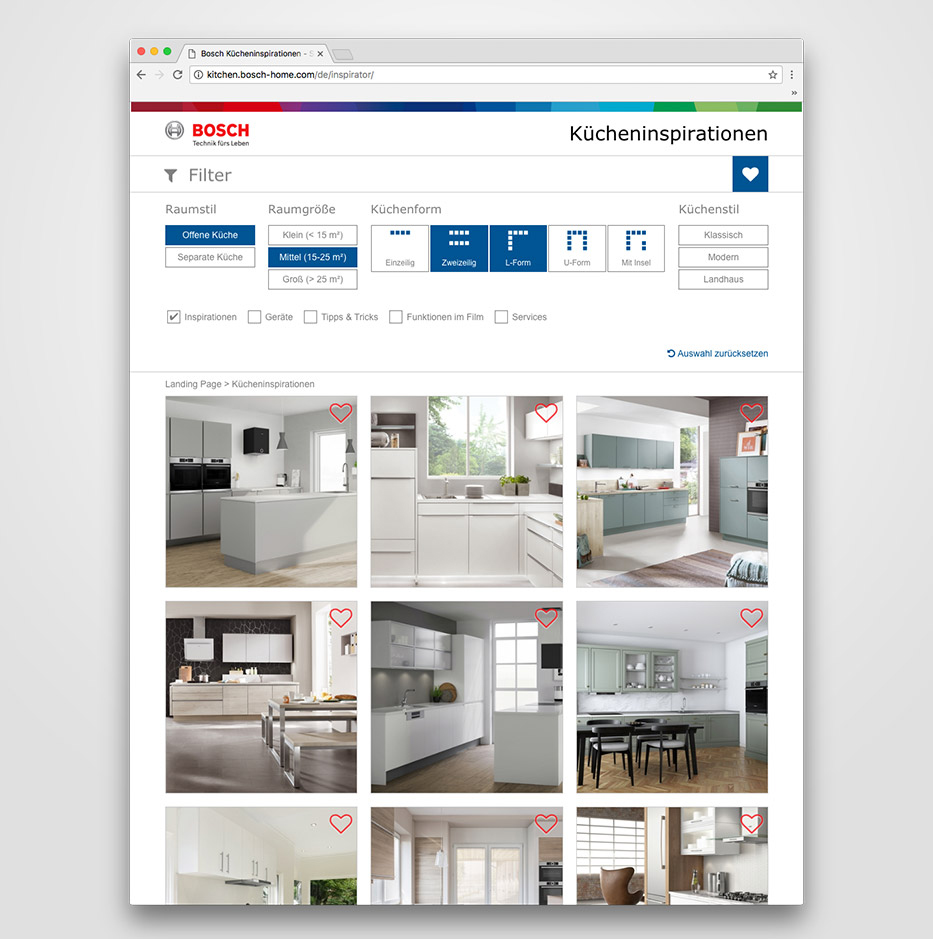 Bosch Hausgeräte: Konfigurator Kücheninspirationen