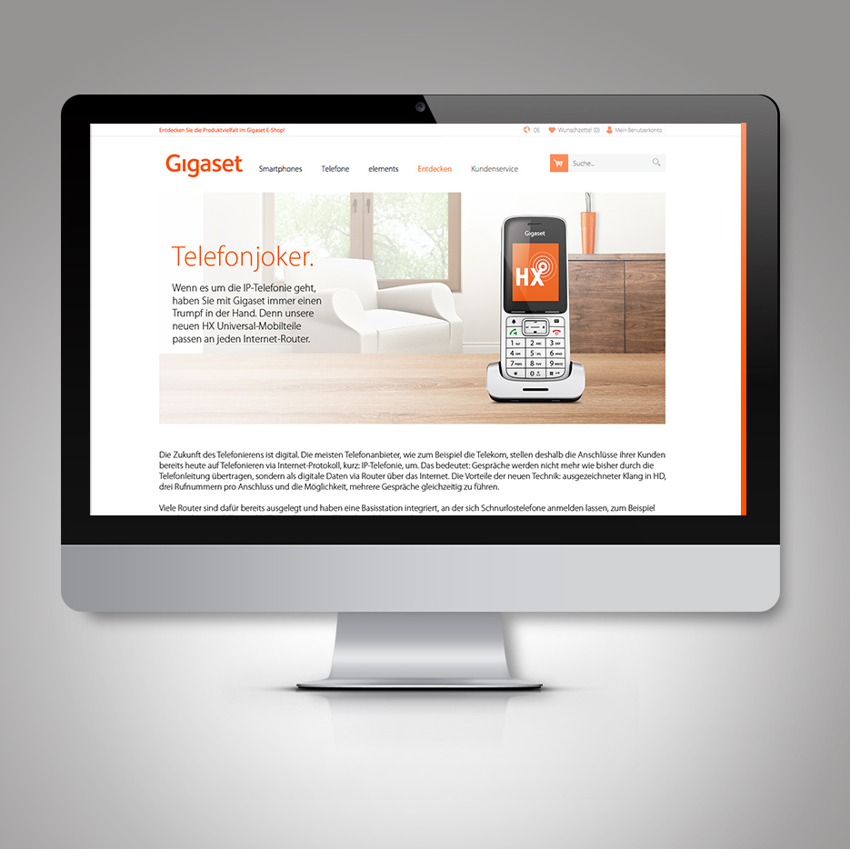 Launchkampagne Gigaset HX Serie: Stage Landingpage