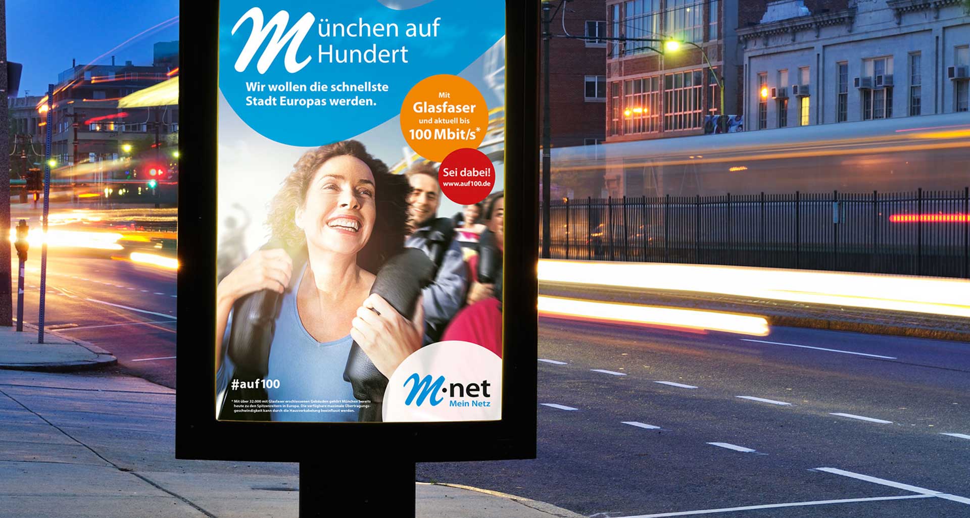 M-net: Muenchen auf 100 – Citylight Poster